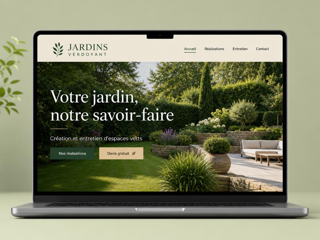 Exemple de page d'accueil pour un site de paysagiste